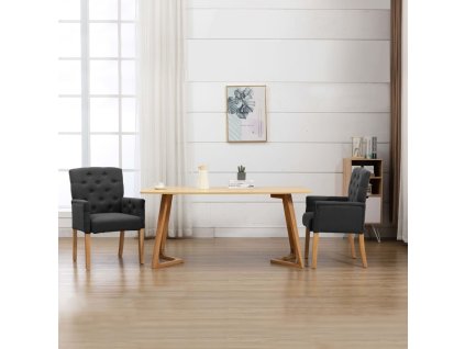 vidaXL Jedálenská stolička s opierkami, sivá, látka