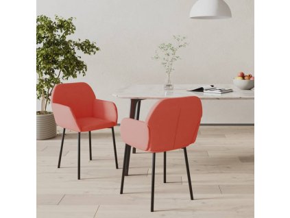 vidaXL Jedálenské stoličky 2 ks ružové zamatové