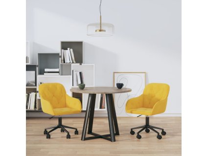 vidaXL Otáčacie jedálenské stoličky 2 ks žlté zamatové