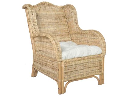 vidaXL Kreslo s podložkou prírodný ratan a ľan