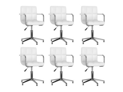 vidaXL Otočné jedálenské stoličky 6 ks biele umelá koža