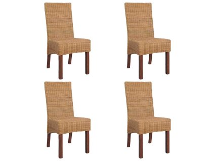 vidaXL Jedálenské stoličky 4 ks hnedé prírodný ratan