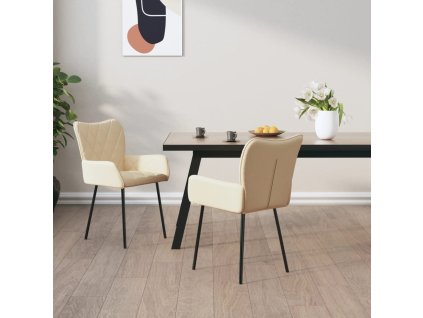 vidaXL Jedálenské stoličky 2 ks krémové látkové