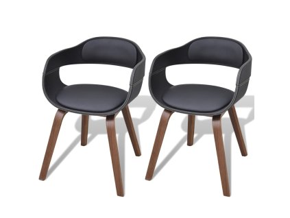 vidaXL Jedálenské stoličky 2 ks čierne ohýbané drevo a umelá koža