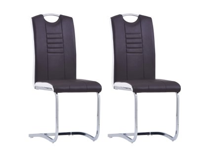 vidaXL Konzolové jedálenské stoličky 2 ks hnedé umelá koža