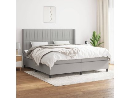 vidaXL Posteľný rám boxsping s matracom bledosivý 200x200 cm látka