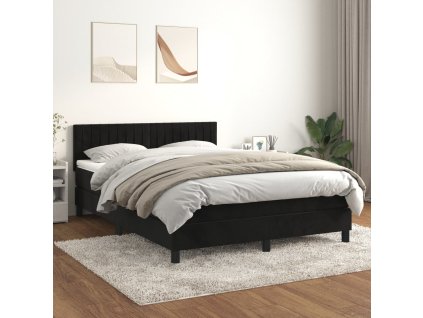 vidaXL Posteľný rám boxspring s matracom čierny 140x190 cm zamat