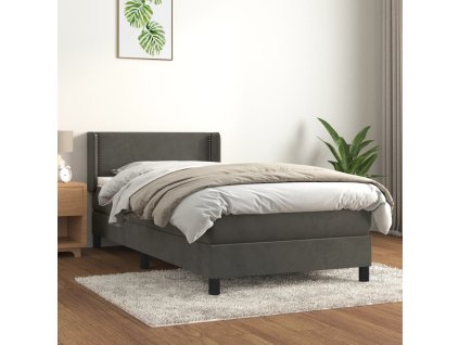 vidaXL Posteľný rám boxspring s matracom tmavosivý 100x200 cm zamat