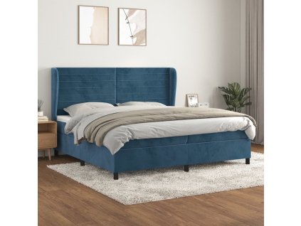 vidaXL Posteľný rám boxsping s matracom tmavomodrý 200x200 cm zamat