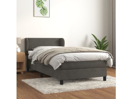 vidaXL Posteľný rám boxspring s matracom tmavosivý 100x200 cm zamat