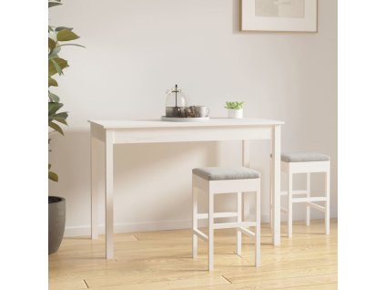 vidaXL Jedálenský stolík biely 110x55x75 cm borovicový masív