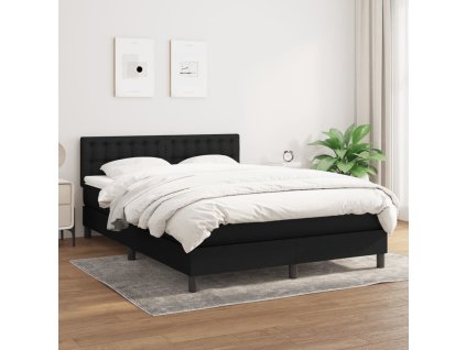 vidaXL Posteľný rám boxspring s matracom čierny 140x200 cm látka