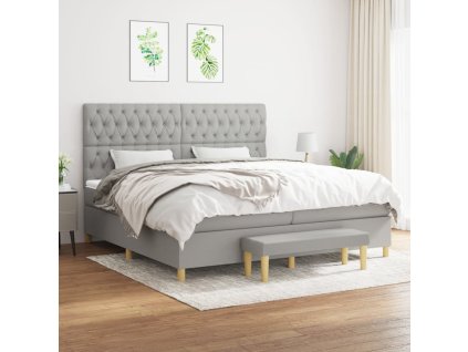 vidaXL Posteľný rám boxsping s matracom bledosivý 200x200 cm látka