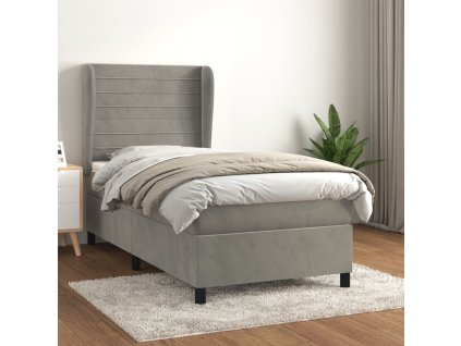 vidaXL Posteľný rám boxsping s matracom bledosivý 100x200 cm zamat