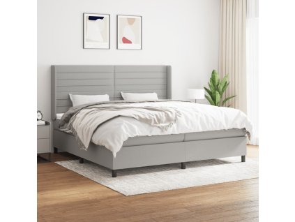 vidaXL Posteľný rám boxsping s matracom bledosivý 200x200 cm látka