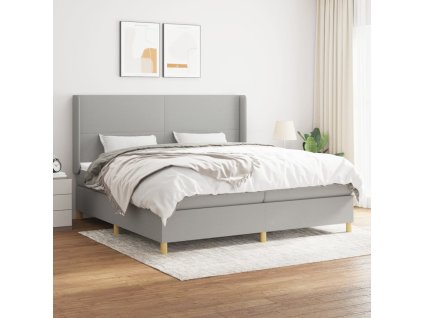 vidaXL Posteľný rám boxsping s matracom bledosivý 200x200 cm látka