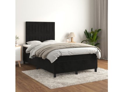 vidaXL Posteľný rám boxspring s matracom čierny 120x200 cm zamat