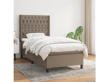 vidaXL Posteľný rám boxspring s matracom sivohnedý 90x190 cm látka