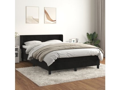 vidaXL Posteľný rám boxspring s matracom čierny 140x200 cm zamat