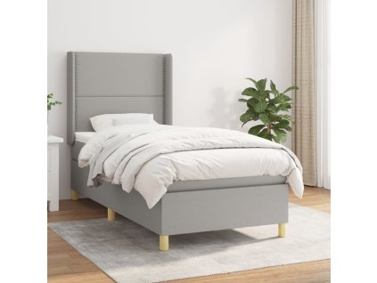 vidaXL Posteľný rám boxsping s matracom bledosivý 90x190 cm látka