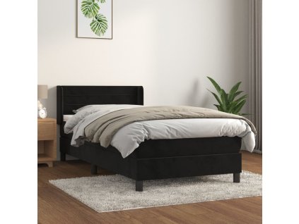 vidaXL Posteľný rám boxspring s matracom čierny 100x200 cm zamat