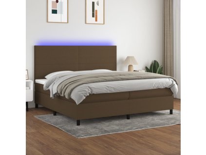 vidaXL Posteľ boxsping s matracom a LED tmavohnedá 200x200 cm látka