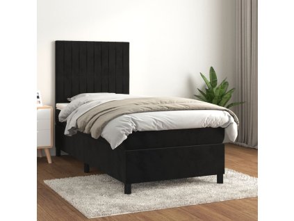 vidaXL Posteľný rám boxspring s matracom čierny 100x200 cm zamat