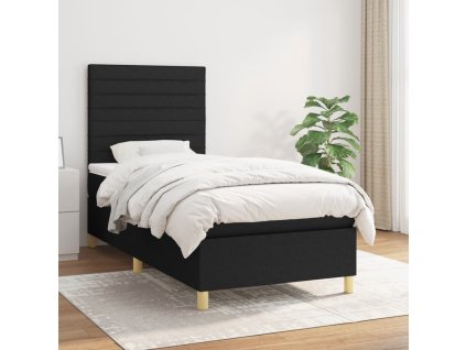 vidaXL Posteľný rám boxspring s matracom čierny 80x200 cm látka
