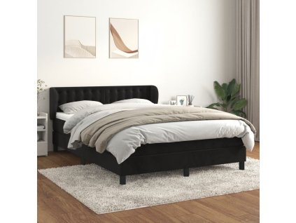 vidaXL Posteľný rám boxspring s matracom čierny 140x190 cm zamat