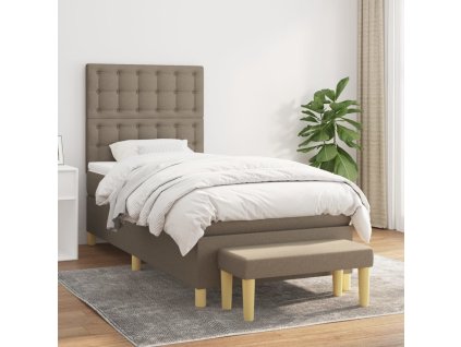 vidaXL Posteľný rám boxspring s matracom sivohnedý 90x190 cm látka