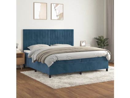 vidaXL Posteľný rám boxsping s matracom tmavomodrý 200x200 cm zamat