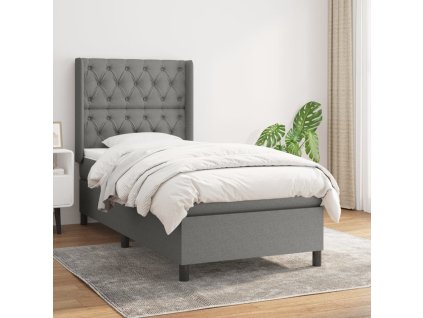 vidaXL Posteľný rám boxsping s matracom tmavosivý 80x200 cm látka