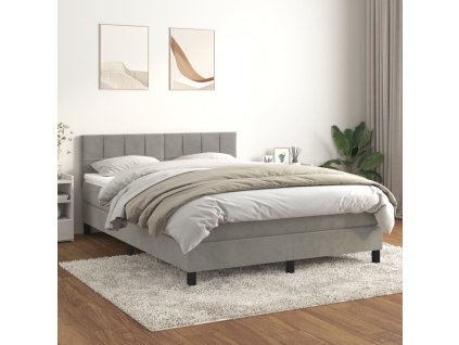 vidaXL Posteľný rám boxsping s matracom bledosivý 140x190 cm zamat