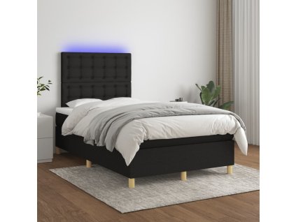 vidaXL Posteľ boxsping s matracom a LED čierna 120x200 cm látka