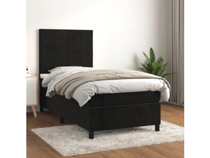 vidaXL Posteľný rám boxspring s matracom čierny 80x200 cm zamat
