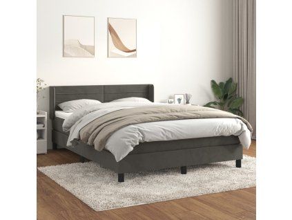 vidaXL Posteľný rám boxspring s matracom tmavosivý 140x200 cm zamat