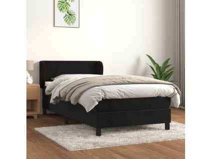 vidaXL Posteľný rám boxspring s matracom čierny 100x200 cm zamat