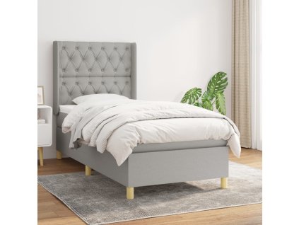 vidaXL Posteľný rám boxsping s matracom bledosivý 80x200 cm látka