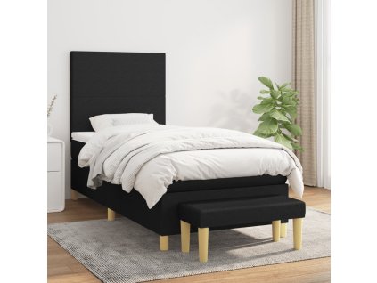 vidaXL Posteľný rám boxspring s matracom čierny 80x200 cm látka