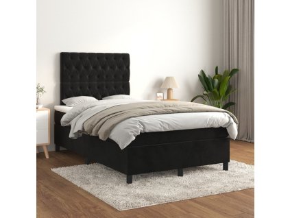 vidaXL Posteľný rám boxspring s matracom čierny 120x200 cm zamat