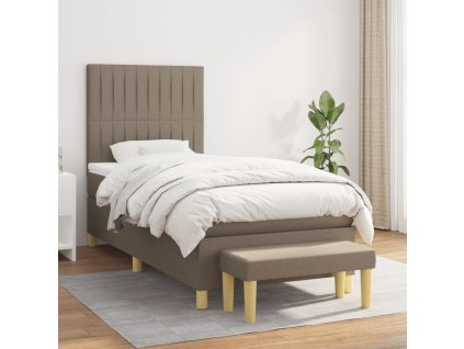 vidaXL Posteľný rám boxspring s matracom sivohnedý 90x190 cm látka