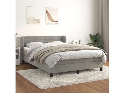 vidaXL Posteľný rám boxsping s matracom bledosivý 140x200 cm zamat