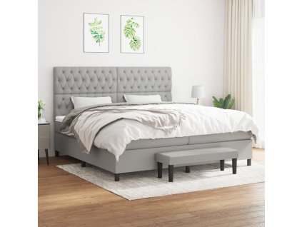 vidaXL Posteľný rám boxsping s matracom bledosivý 200x200 cm látka