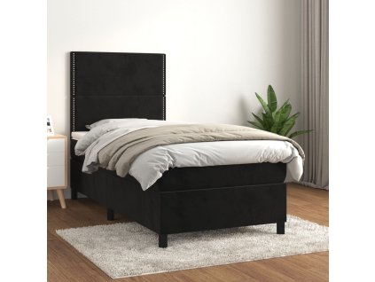 vidaXL Posteľný rám boxspring s matracom čierny 90x190 cm zamat