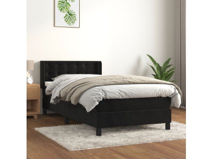 vidaXL Posteľný rám boxspring s matracom čierny 100x200 cm zamat