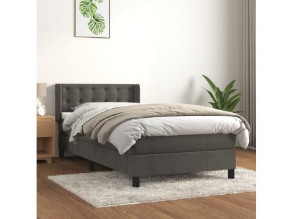 vidaXL Posteľný rám boxspring s matracom tmavosivý 90x190 cm zamat