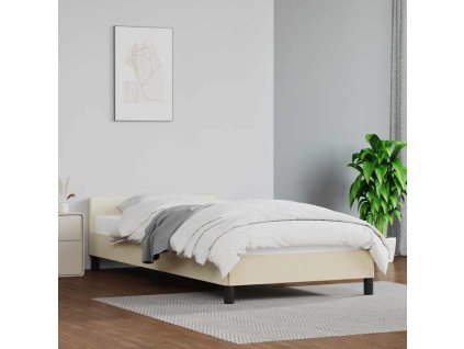 vidaXL Posteľný rám s čelom bez matraca krémový 100x200 cm