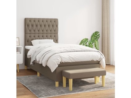 vidaXL Posteľný rám boxspring s matracom sivohnedý 90x190 cm látka