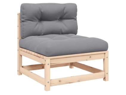 vidaXL Záhradná stredová pohovka so sivými podložkami borovicový masív