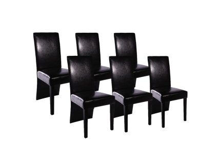 vidaXL Jedálenské stoličky 6 ks čierne umelá koža